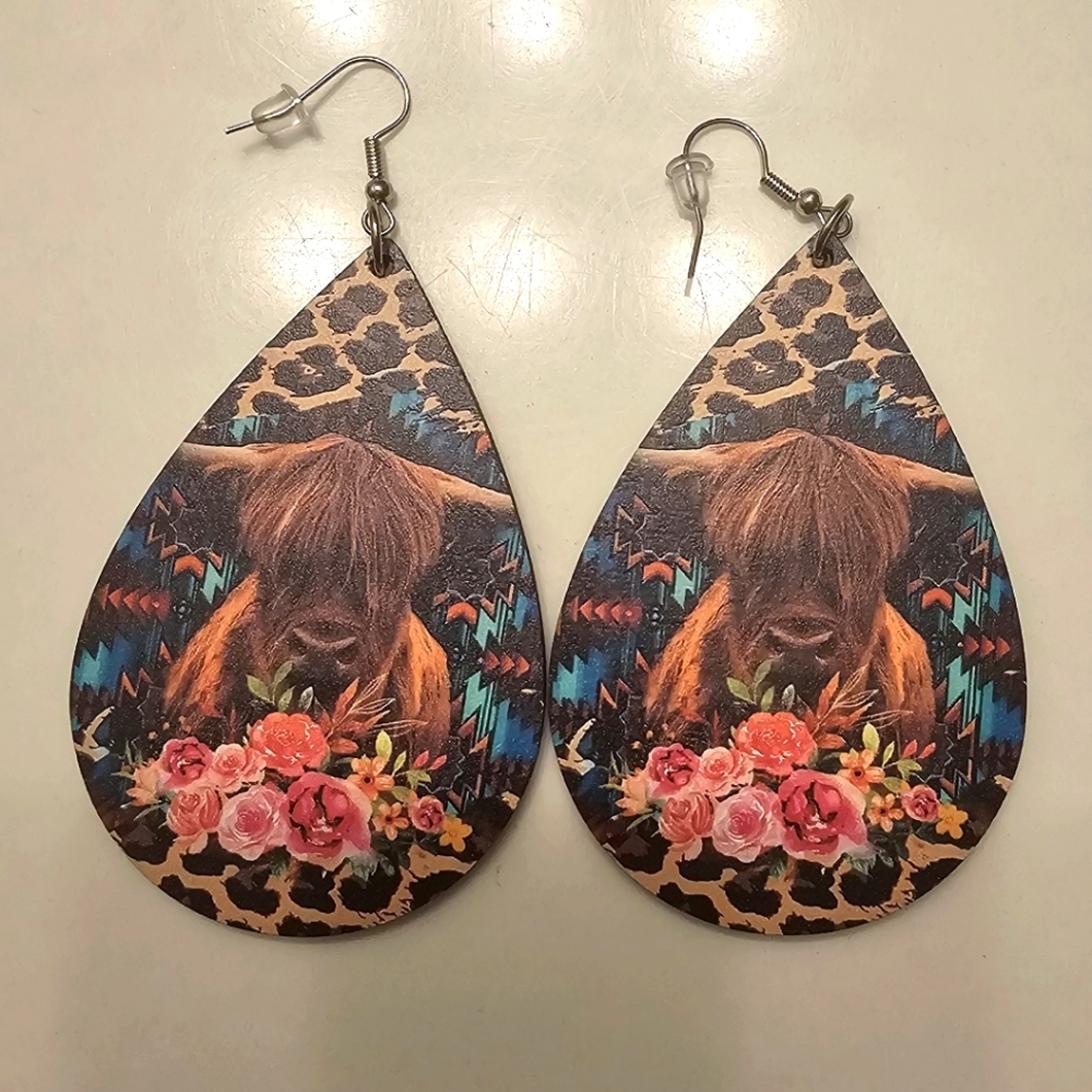 Leopard Print Cow Earrings